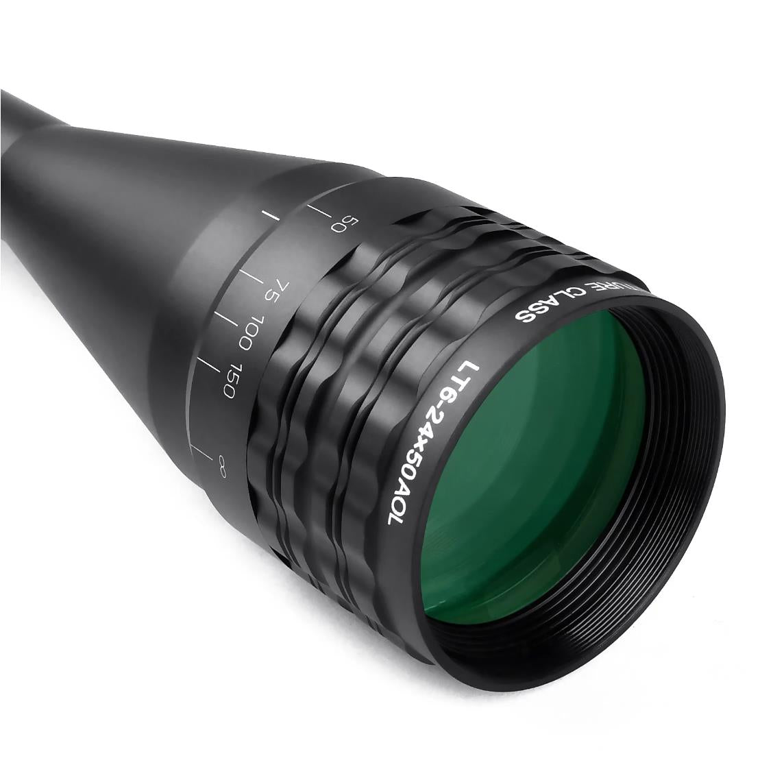 Sniper LT 6-24x50AOL Scope W Front AO Adjustment. Red/Blue/Green mil-dot Reticle