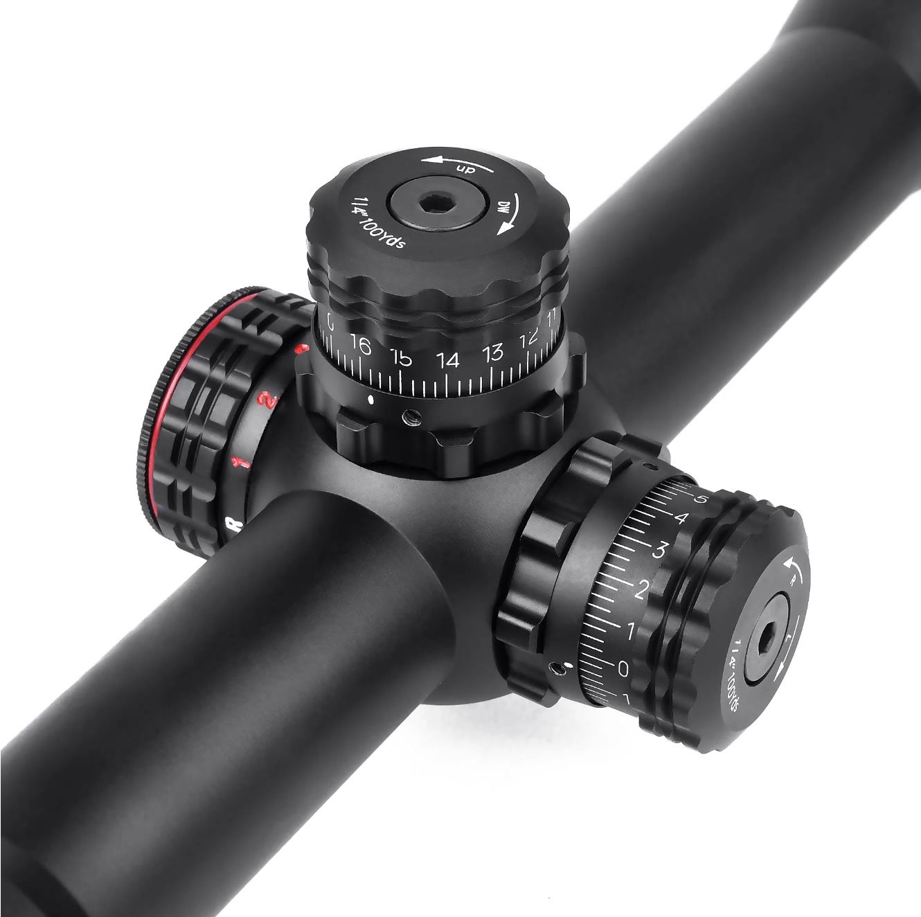 Sniper LT 6-24x50AOL Scope W Front AO Adjustment. Red/Blue/Green mil-dot Reticle