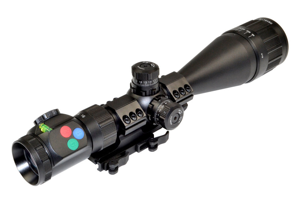 Tactical 4-16X50 1" AO Scope w/Built-in Bubble Level