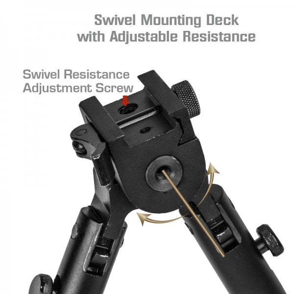 Scout-pod Tactical Pro Bipod with Adjustable Double Swivel (Side to Side Pivoting and Swivel) and QD Mounting Deck