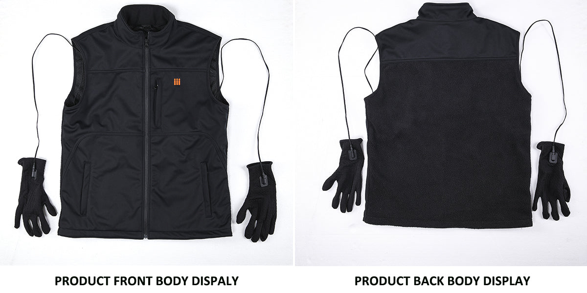 Heated and Lightweight Washable Vest with Heated Gloves for Hunting/Hiking