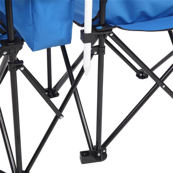 Blue Foldable Picnic Camping Double Chair With Umbrella