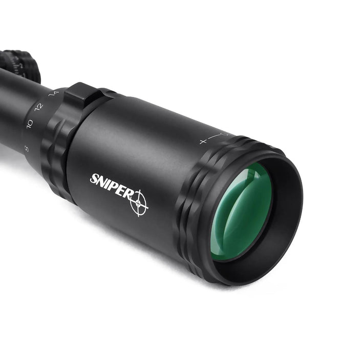 Sniper LT 6-24x50AOL Scope W Front AO Adjustment. Red/Blue/Green mil-dot Reticle
