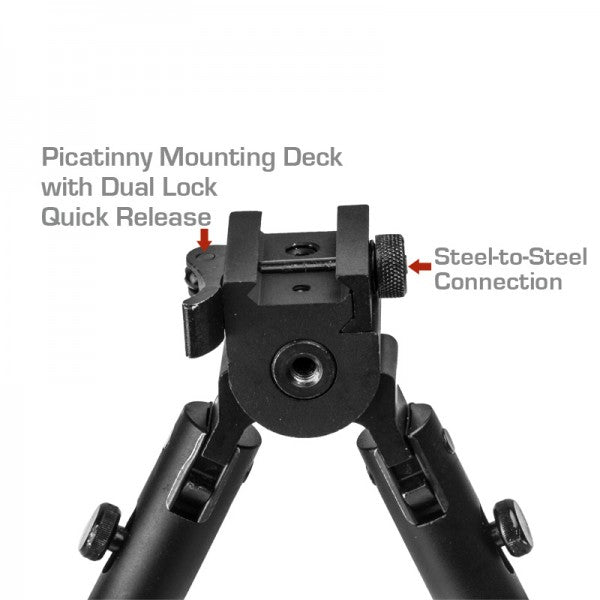 Scout-pod Tactical Pro Bipod with Adjustable Double Swivel (Side to Side Pivoting and Swivel) and QD Mounting Deck
