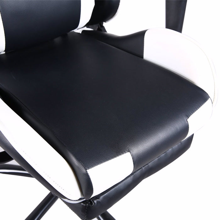 Racing Gaming/Office/High Back Swivel Chair with Footrest Tier (Black & White)